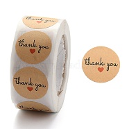 1 Inch Thank You Stickers, Self-Adhesive Paper Gift Tag Stickers, Adhesive Labels On A Roll for Party, Christmas Holiday Decorative Presents, Word Thank You, BurlyWood, Sticker: 25mm, 500pcs/roll(X-DIY-WH0156-87D)