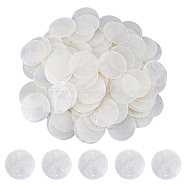 150Pcs Natural Shell Slice Connector Charms, Flat Round Links, Seashell Color, 48.5~50x0.5~0.7mm, Hole: 1.4mm(SSHEL-DC0001-03)