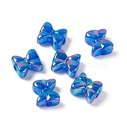 Opaque Acrylic Beads, AB Color, Bowknot, Blue, 13.5x15x7.5mm, Hole: 3.8mm(OACR-C008-07C)