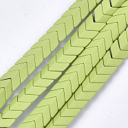Spray Painted Non-magnetic Synthetic Hematite Beads Strands, Matte Style, Arrow/Chevron, Yellow Green, 7x8x4mm, Hole: 1mm, about 89pcs/strand, 16.1 inch(G-T116-25-06)