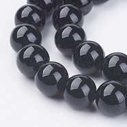 Synthetic Black Stone Beads Strands, Round, Painted, Black, 10mm, Hole: 1mm, about 40pcs/strand, 16 inch(X-G-H1628-10mm-1)