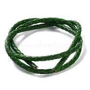 Braided Leather Cord, Dark Green, 3mm, 50yards/bundle(VL3mm-21)