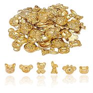 60Pcs 6 Styles Alloy Cabochons, Epoxy Resin Supplies Filling Accessories, for Resin Jewelry Making, Cadmium Free & Lead Free, Animal Head Shape, Golden, 6~9x5~10x1.5~3.5mm, 10pcs/style(PALLOY-CJ0001-173)