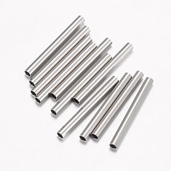 304 Stainless Steel Tube Beads, Stainless Steel Color, 15x1.5mm, Hole: 1mm(X-STAS-G071-33P)