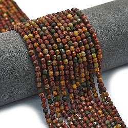 Natural Picasso Stone/Polychrome Jasper Beads Strands, Energy Prism Cut Double Terminated Point Beads, Faceted Bicone, 4x4.5mm, Hole: 0.4mm, about 83pcs/strand, 14.96 inch(38cm)(G-A260-A24-01)