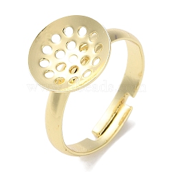 Rack Plating Adjustable Brass Sieve Ring Settings, Long-Lasting Plated, Lead Free & Cadmium Free, Round, Light Gold, Tray: 12mm, US Size 7 3/4(17.9mm)(KK-F090-07LG)