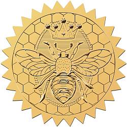 34 Sheets Self Adhesive Gold Foil Embossed Stickers, Round Dot Medal Decorative Decals for Envelope Card Seal, Bees, 165x211mm, Sticker: 50mm, 12pcs/sheet(DIY-WH0509-069)