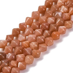 Natural Sunstone Beads Strands, Bicone, Faceted, 8~8.5x8.5mm, Hole: 1.2mm, about 48pcs/strand, 15.35 inch(39cm)(G-C171-E02-01)