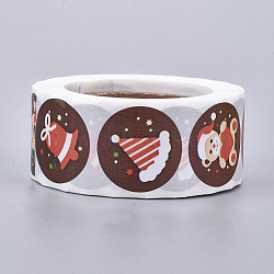 Christmas Roll Stickers, 8 Different Designs Decorative Sealing Stickers, for Christmas Party Favors, Holiday Decorations, Christmas Themed Pattern, 25mm, about 500pcs/roll(DIY-J002-B06)