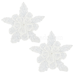 Flower Multi-Layer Polyester & Sequin Embroidery Appliques, Costume Cheongsam Ornament Accessories, White, 295x305x10mm(PATC-WH0010-35)