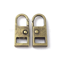 Zinc Alloy Zipper Puller, Garment Accessories, Arch, Antique Bronze, 2.6x1.1x0.4cm, Hole: 9x7mm & 4x6.5mm(FIND-WH0002-24A-AB)