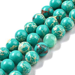 Synthetic Imperial Jasper Dyed Beads Strands, Round, Dark Turquoise, 4mm, Hole: 1mm, about 91pcs/strand, 14.88''~14.96"(37.8~38cm)(G-D077-A01-02O)