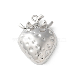 Brass Pendants, Strawberry Charms, Rack Plating, Long-Lasting Plated, Platinum, 24x17x6.5mm, Hole: 1.5mm(KK-P290-08A-P)