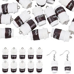 CHGCRAFT 40Pcs Resin Pendant, with Platinum Tone Iron Loop, Cup with Word Coffee, Coconut Brown, 24.5x13mm, Hole: 2mm(RESI-CA0001-24)