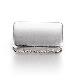 304 Stainless Steel Slide Charms, Smooth, Rectangle, Stainless Steel Color, 11x6.5x4mm, Hole: 2.5x3mm(STAS-F150-007P)