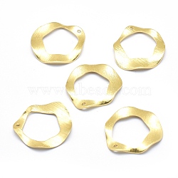 Brass Pendants, Lead Free & Cadmium Free & Nickel Free, Ring, Bumpy, Real 18K Gold Plated, 25x23x1mm, Hole: 1.5mm(KK-P155-15G-NR)