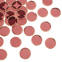 30Pcs Colored Glass Mosaic Tiles, with Rose Gold Brass Edge, for Mosaic Wall Art, Turkish Lamps, Flat Round, Indian Red, 25~25.5x3mm(DIY-OC0009-45C)