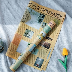 Newspaper Style Kraft Paper, Flower Bouquet Wrapping Craft Paper, Wedding Party Decoration, Word Pattern, Wheat, 700x520mm, 20 sheets/bag(PW-WG16883-04)