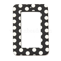 Acrylic Pendants, with Polka Dot Pattern, Rectangle, 39x26.5x2.5mm, Hole: 1.6mm(FIND-M046-02F)