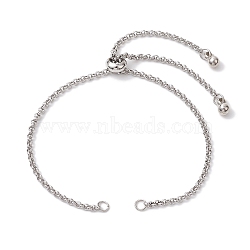 304 Stainless Steel Rolo Chain Slider Bracelet Makings, with Brass Slider Beads, Stainless Steel Color, 10-1/4 inch(26cm)(AJEW-JB01254-02)