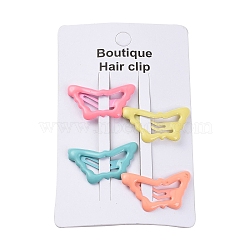 Butterfly Spray Painted Iron Snap Hair Clip for Girls, Mixed Color, 18x30x3mm, 4pcs/card(PHAR-A011-22)