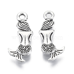 Tibetan Style Alloy Pendants, Cadmium Free & Lead Free, Mermaid, Antique Silver, 20.5x9x2.5mm, Hole: 1.8mm, about 640pcs/500g(TIBEP-Q088-004AS-RS)