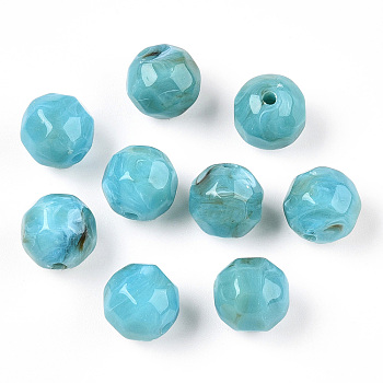 Acrylic Beads, Imitation Gemstone Style, Faceted, Round, Dark Turquoise, 11mm, Hole: 2mm, about 540pcs/500g