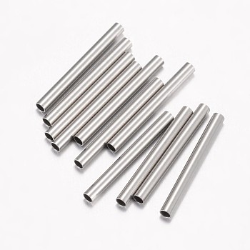 304 Stainless Steel Tube Beads, Stainless Steel Color, 15x1.5mm, Hole: 1mm