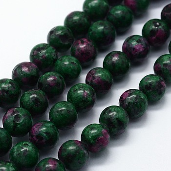 Natural Gemstone Beads Strands, Imitation Ruby in Zoisite, Dyed, Round, 8mm, Hole: 1mm, about 46pcs/strand, 14.76 inch(37.5cm)