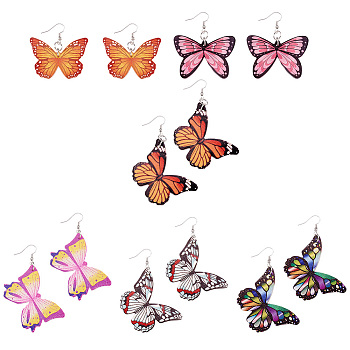 Pandahall Butterfly Earring Making Kit, Including Imitation Leather Big Pendants, Brass Earring Hooks & Jump Rings, Mixed Color, 52Pcs/set