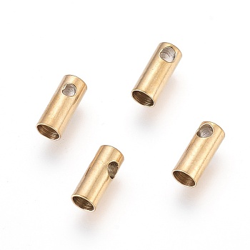 Ion Plating(IP) 304 Stainless Steel Cord Ends, End Caps, Column, Golden, 7.5x3mm, Hole: 1.2mm, Inner Diameter:2.5mm