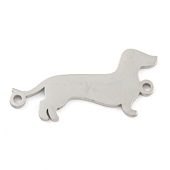 Non-Tarnish 304 Stainless Steel Connector Charms, Laser Cut, Dog Links, Stainless Steel Color, 11x22x1mm, Hole: 1.2mm