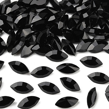 Preciosa&reg MAXIMA Crystal Fancy Stones, Czech Crystal, 435 14 615 Navette(Horse Eye), Unfoiled, 23980 Jet, 10x5mm