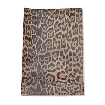 Fingerinspire PU Leather Self-adhesive Fabric Sheet, Rectangle, Leopard Print Pattern, for Making Hair Bows and Earrings, Tan, 30x20x0.1cm