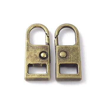 Zinc Alloy Zipper Puller, Garment Accessories, Arch, Antique Bronze, 2.6x1.1x0.4cm, Hole: 9x7mm & 4x6.5mm
