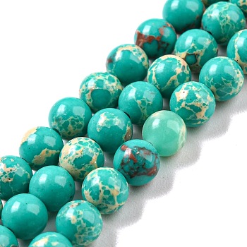 Synthetic Imperial Jasper Dyed Beads Strands, Round, Dark Turquoise, 4mm, Hole: 1mm, about 91pcs/strand, 14.88''~14.96"(37.8~38cm)