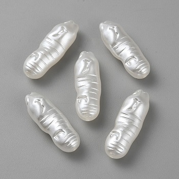 Acrylic Imitation Pearl Beads, Nugget, White, 23x8x7mm, Hole: 1.2mm