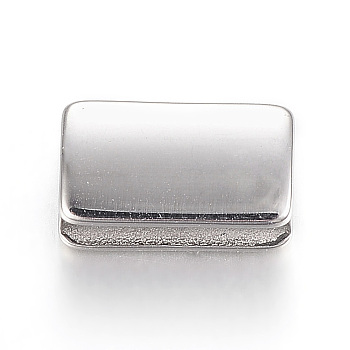 304 Stainless Steel Slide Charms, Smooth, Rectangle, Stainless Steel Color, 11x6.5x4mm, Hole: 2.5x3mm