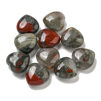 Natural African Bloodstone Beads, Half Drilled, Heart, 15.5x15.5x8mm, Hole: 1mm
