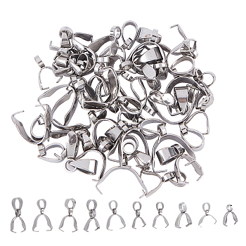 304 Stainless Steel Pinch Bails, Ice Pick Pinch Bails for Pendant Making, Stainless Steel Color, 40pcs/box