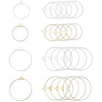 Brass Hoop Earring Findings, Ring, Mixed Color, 64pcs/box