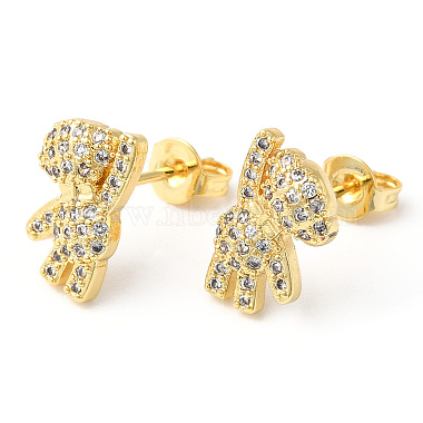 Bear Brass+Cubic Zirconia Stud Earrings