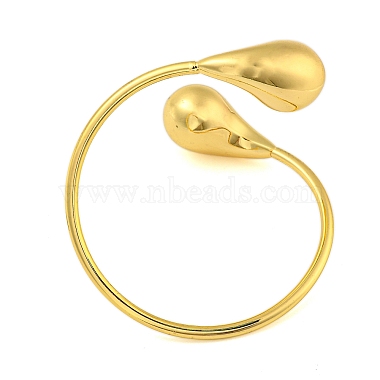 Rack Plating Brass Teardrop Open Cuff Bangles(BJEW-Q347-01G)-3