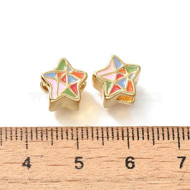 Star Rack Plating Brass Enamel Beads(KK-M298-01G)-2