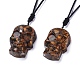 Colliers à pendentif en pierre précieuse naturelle crâne d'halloween(NJEW-P253-A)-2