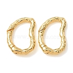 Hammered Brass Spring Gate Rings, Irregular Shape, Rack Plating, Long-Lasting Plated, Cadmium Free & Lead Free, Real 18K Gold Plated, 21x14x3mm, Hole: 8x15mm(KK-CBA90BB-04G)