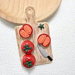 Opaque Resin Pendants, cutting Board with Tomato, Red, 68.5x40x17.5mm, Hole: 3.5mm(RESI-K030-08A)