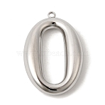 Chubby 304 Stainless Steel Pendants, Oval Charms, Ion Plating(IP), Stainless Steel Color, 37x24.5x6mm, Hole: 2mm(STAS-B128-07P-01)