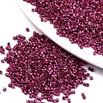 FGB 11/0 Grade A Glass Seed Beads, Cylinder, Uniform Seed Bead Size, Metallic Colours, Medium Violet Red, 1.5x1mm, Hole: 0.5mm, about 2000pcs/10g(X-SEED-S030-1211)