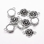Tibetan Style Links connectors, Lead Free and Cadmium Free, Flower, Antique Silver Color, 12mm in diameter, 3.5mm thick, hole: 2mm(X-LF11373Y)